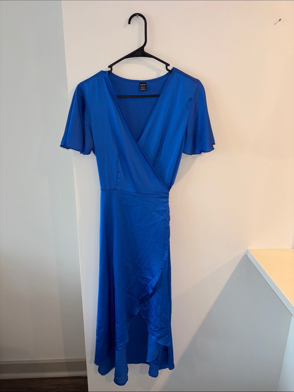 SHEIN Royal Blue Wrap-Style High-Low Dress